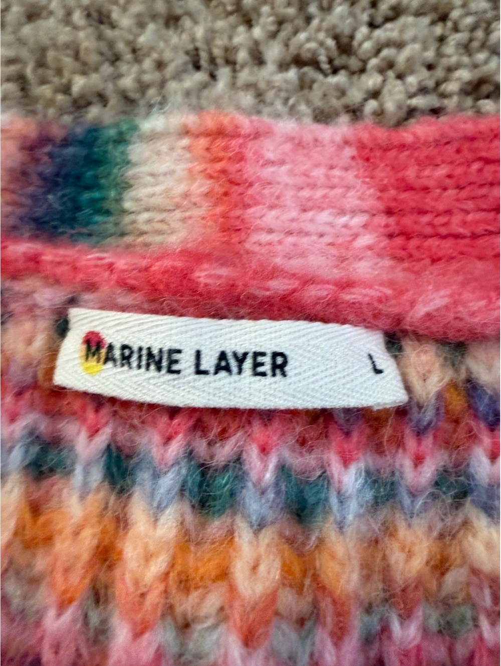 women's Marine Layer Dream Yarn Crop Cardigan Warm Stripe L LARGE wool blend - Picture 7 of 8